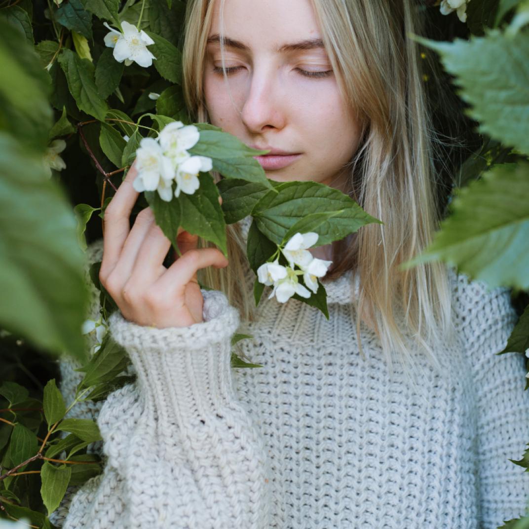 Woman with flowers